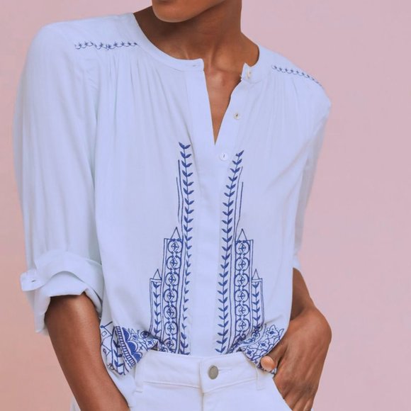 NWOT Anthropologie Iris Embroidered Buttondown - Picture 4 of 6